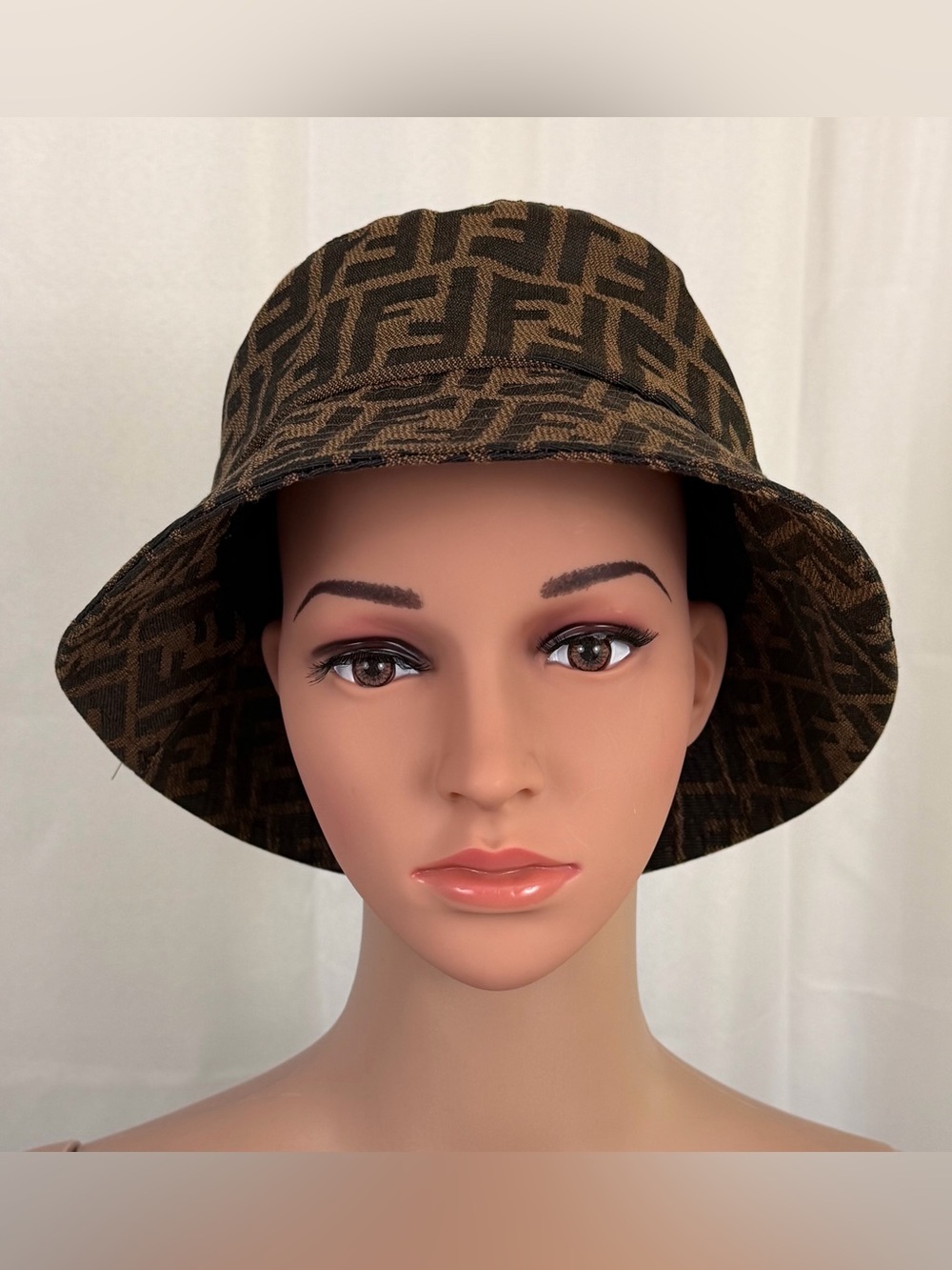 Fendi Unisex Brown Monogram Textile Bucket Hat/Made in Italy Excellent Condition - Picture 6 of 10
